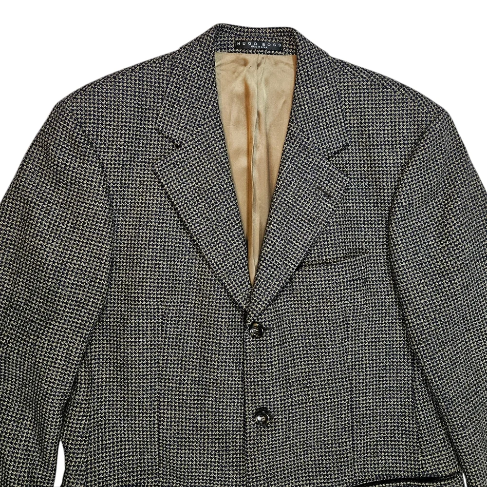 Hugo Boss Houndstooth Plaid Einstein Blazer Sport Coat Size 40R Lambswool Jacket